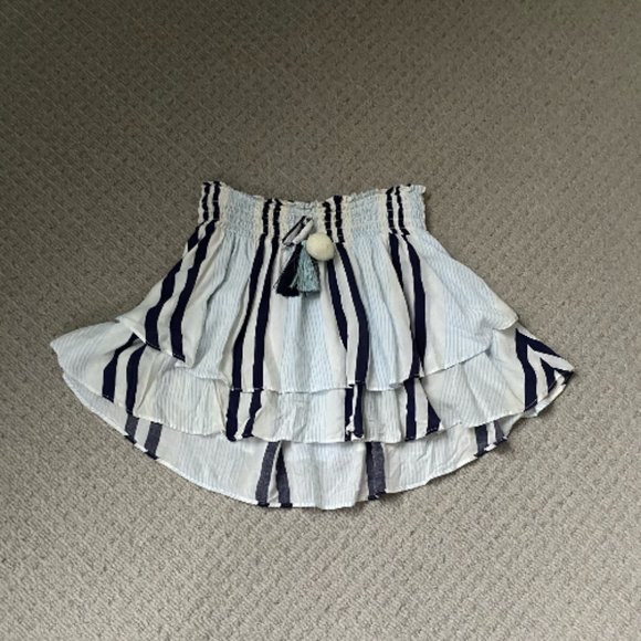 Surf Gypsy Stripe Ruffle Hem Skirt Swim Cover - Up in Blue - Picture 2 of 4